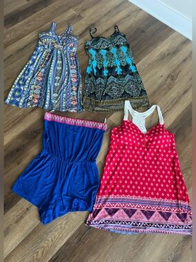 2X Plus Size Summer Bundle - 4pc Boho Sundresses & Romper Lot